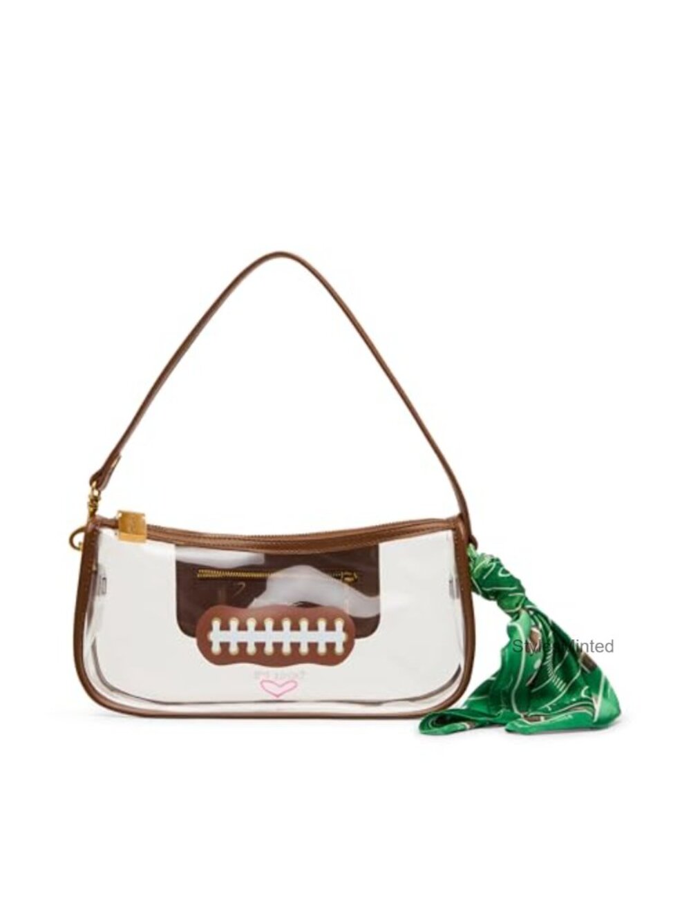 Clear PVC Shoulder Bag with Scarf Detail - Zippered